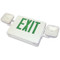 Picture of the Brooks Combination Emergency Exit and Lighting Unit in white with green text. 