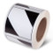 A roll of 500 diamond-shaped labels with black bars at the top and bottom and white center bar.