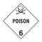 A white and black photograph of a 03116 class 6.1 dot hazardous material placards, reading poison with graphic.