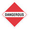 A red and white photograph of a 03122 dot hazardous material placards for mixed loads, reading dangerous.