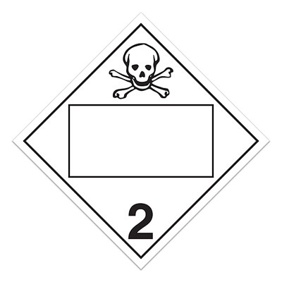 A photograph of a 03140 4 digit blank class 2.3 dot placards, with toxic gases graphic.