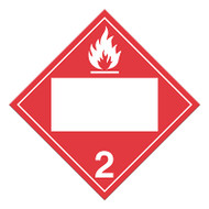 A red and white photograph of a 03141 4 digit blank class 2 dot placards, with flammable gas graphic.