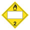 A yellow and white photograph of a 03143 4 digit blank class 2 dot placards, with oxidizing gases graphic.