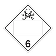 A white and black photograph of a 03151 4 digit blank class 6 dot placards, with toxic/poison graphic.