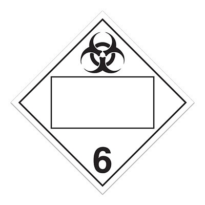 A white and black photograph of a 03152 4 digit blank class 6 dot placards, with infectious substances graphic.