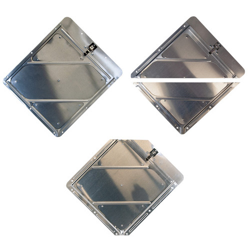 A photograph of a 03171 solid back, split frame, and clipped corner dot placard holder frame systems.