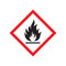 A red and white photograph of a 03600 GHS flame pictogram label.