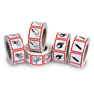 Red/Black on White 1 Length x 1 Width Accuform LZH601PS2 GHS Pictogram Label Roll of 250 Flame Adhesive Coated Paper
