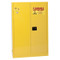 A photograph of a yellow standard 02005 eagle flammable liquid safety cabinets, with 45 gallon capacity and both doors closed.