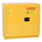 A photograph of a yellow 02009 eagle under counter flammable liquid safety cabinets, with 22 gallon capacity and both doors closed.