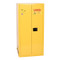 A photograph of a yellow 02037 eagle flammable drum cabinets, with vertical 1 drum capacity and doors closed.