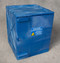A photograph of a blue 02070 Eagle Modular Quik-Assembly™ Polyethylene Acid and Corrosive cabinet with 4 gallon capacity and door closed