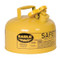Photograph of yellow type 1 galvanized steel safety can with 2 gallon capacity.