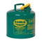 Photograph of green type 1 galvanized steel safety can with 5 gallon capacity.