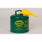 Photograph of green type 1 galvanized steel safety can with 5 gallon capacity and optional attached funnel.