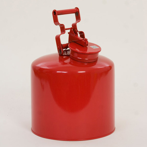 A photograph of a 02127 galvanized red metal eagle disposal safety can, with 5 gallon  capacity.