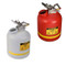 A photograph of a 02130 justrite disposal safety cans, polyethylene, 5 gallon, red or white.