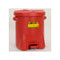 A photograph of a 02131 eagle oily waste safety cans, 14 gallon, red.