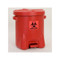 A photograph of a 02134 eagle biohazardous waste safety cans, 14 gallon, red polyethylene.