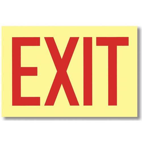 Picture of the Sign, Exit, Glow in the Dark, self-adhesive vinyl, 12" w x 8" h.