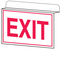 A drawing of the Drop Ceiling Double-Faced Aluminum Exit Sign.  The sign is white with red text and red border.