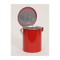 A photograph of red 02144 galvanized steel eagle safety bench and cans with 6 quart capacity.
