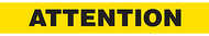 A drawing of an unrolled barricade tape showing the wording "ATTENTION" in black on yellow.