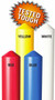 A photograph of four 02280 eagle smooth bollard post sleeves with labeled colors.