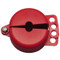 A photograph of a red 07003 zing recyclockout™ gate valve lockout devices with 2.5" to 5" size.