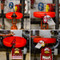 A photograph of a red 07003 zing recyclockout™ gate valve lockout devices with 6.5" to 10" size installed on gate valve in both open and closed positions.