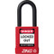 A photograph of a red 07023 zing recyclock insulated safety padlocks with 1.5" shackle.