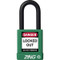A photograph of a green 07023 zing recyclock insulated safety padlocks with 1.5" shackle.