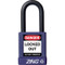 A photograph of a purple 07023 zing recyclock insulated safety padlocks with 1.5" shackle.