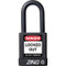 A photograph of a black 07023 zing recyclock insulated safety padlocks with 1.5" shackle.