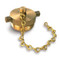 A photograph of a 09202 2.5" brass plug with chain and pin lug design.