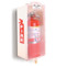 A photograph of a white 09304 mark ii jr. fire extinguisher cabinet with white translucent front cover and fire extinguisher installed.