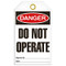 A photograph of front of 07077 tag, reading danger do not operate.