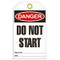 A photograph of front of a 07085 tag, reading danger do not start.