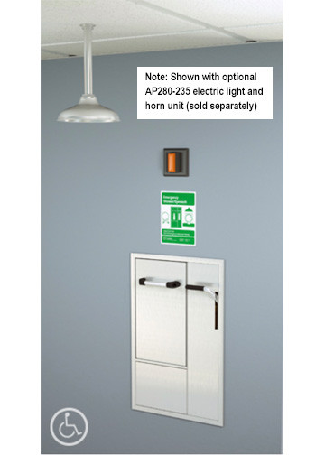 A photograph of a GBF2150 installed in a room along with an optional AP280-230 electric light/horn (sold separately).