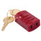 A photograph of a red 07205 stopower® 115 v keyed plug lockout.