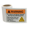 A photograph of a roll of 07300 ansi arc flash labels with arc flash icon, and 100 per roll.