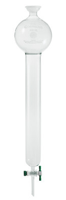 A photograph of a CG-1202 chromatography columns w/ reservoir with spherical joint.