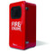 A photograph of three red 09347-M medium 27" firetech™ fiberglass fire extinguisher cabinet.