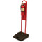 A photograph of a red 09348 fire extinguisher stand with fire extinguisher installed.