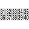 An image of sequential number markers 31 through 40 showing one set of black characters on white.