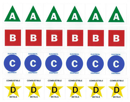 Fire Extinguisher Class A B C And D Letter Symbol Labels 1 5