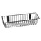 A photograph of a 06043 economical black wire basket, dimensions 18" length, 6" depth, 4" height.
