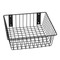 A photograph of a 06043 economical black wire basket, dimensions 12" length, 12" depth, 4" height.