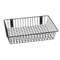 A photograph of a 06043 economical black wire basket, dimensions 18" length, 12" depth, 4" height.