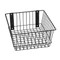 A photograph of a 06043 economical black wire basket, dimensions 12" length, 12" depth, 6" height.